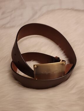 Michael Kors Women's Belt Brown Leather Gold Buckle NWT